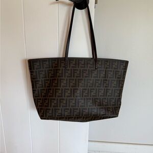 Fendi Beige and Black Monogram Tote